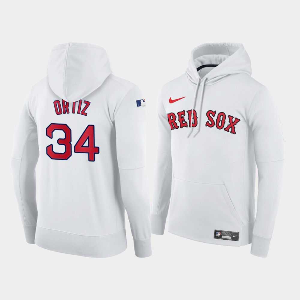 Men Boston Red Sox 34 Ortiz white home hoodie 2021 MLB Nike Jerseys